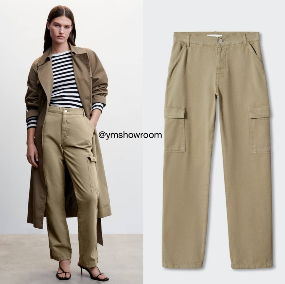Mango Olive-Tan Cargo Pants size 6